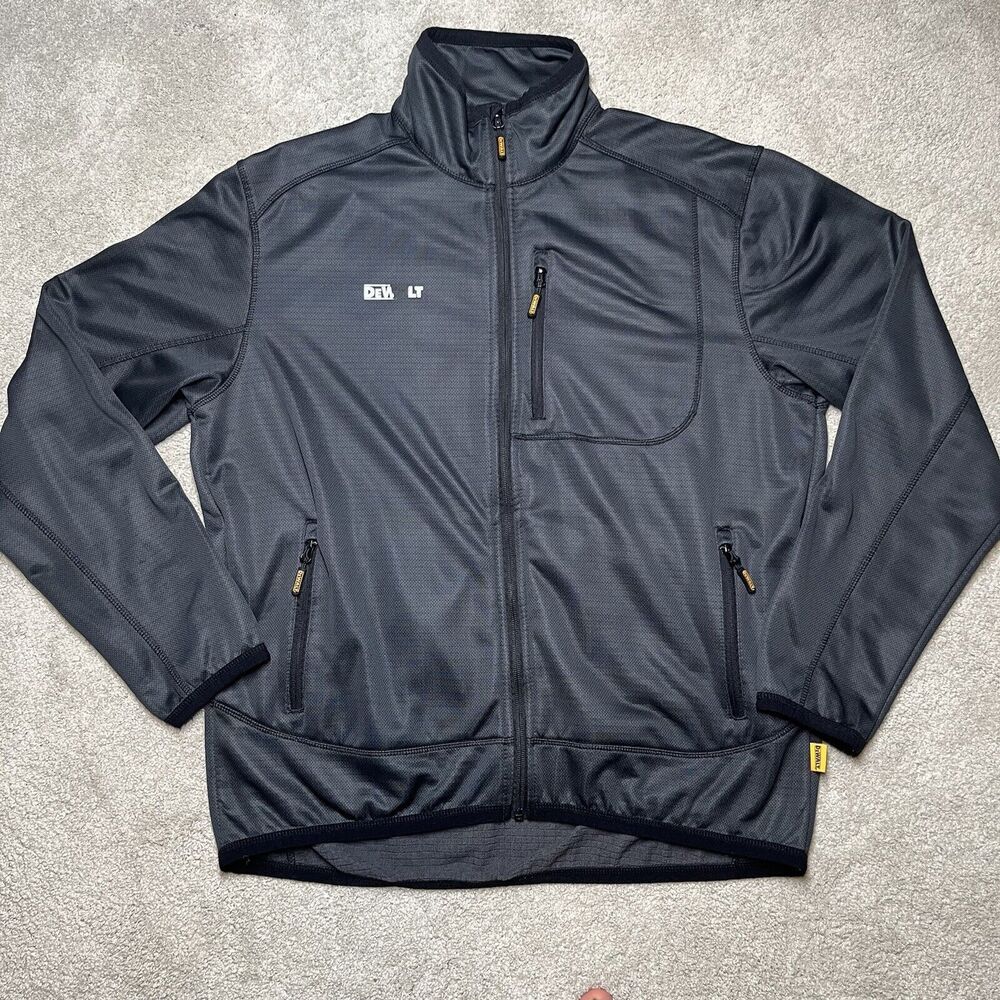 DEWALT Grid Fleece Jacket Men's Gray Black XL Work Jacket Stretch Pockets